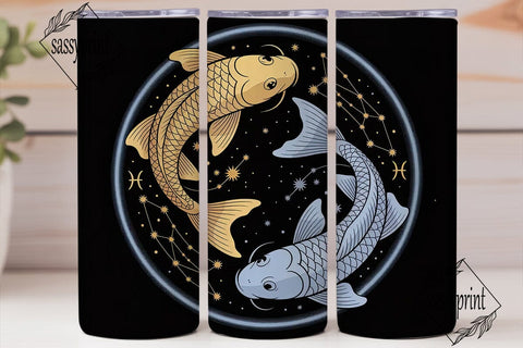 Pisces Zodiac 20oz Tumbler Wrap Sublimation sassyprint 