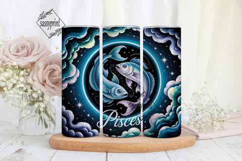 Pisces Zodiac Fish Tumbler Wrap PNG Sublimation sassyprint 