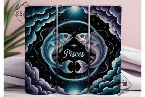 Pisces Zodiac Fish Tumbler Wrap PNG Sublimation sassyprint 