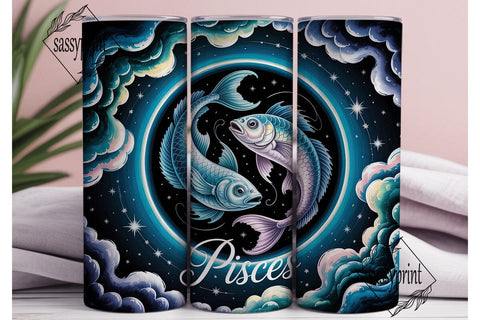 Pisces Zodiac Fish Tumbler Wrap PNG Sublimation sassyprint 
