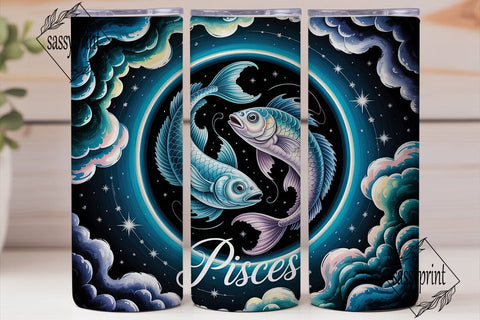 Pisces Zodiac Fish Tumbler Wrap PNG Sublimation sassyprint 