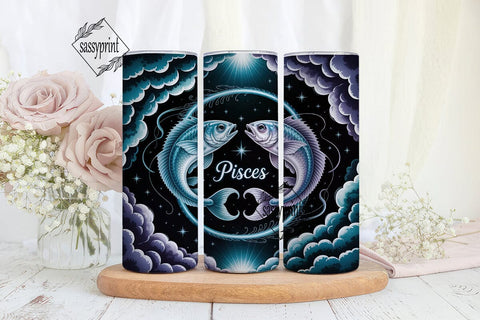 Pisces Zodiac Fish Tumbler Wrap PNG Sublimation sassyprint 