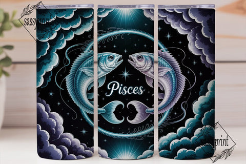 Pisces Zodiac Fish Tumbler Wrap PNG Sublimation sassyprint 