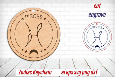 Pisces zodiac keychain laser engraving, Horoscope svg, Astrology sign SVG AnastasiyaArtDesign 