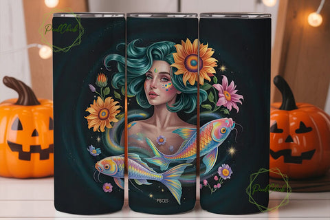 Pisces Zodiac Sign 20oz Tumbler Wrap Sublimation PixelChick 