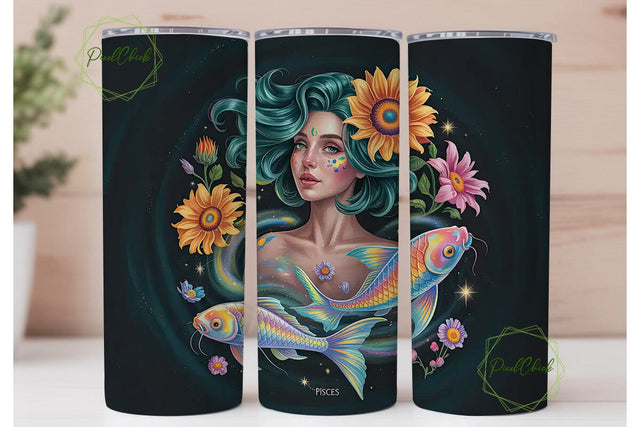 Pisces Zodiac Sign 20oz Tumbler Wrap Sublimation PixelChick 