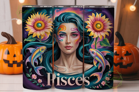 Pisces Zodiac Sign 20oz Tumbler Wrap Sublimation PixelChick 