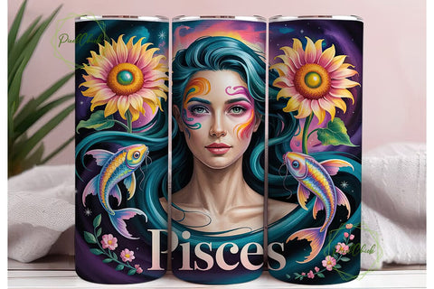 Pisces Zodiac Sign 20oz Tumbler Wrap Sublimation PixelChick 