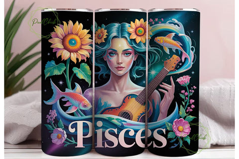 Pisces Zodiac Sign 20oz Tumbler Wrap Sublimation PixelChick 