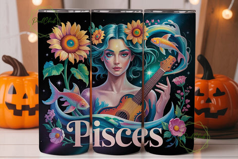 Pisces Zodiac Sign 20oz Tumbler Wrap Sublimation PixelChick 