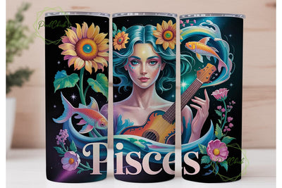 Pisces Zodiac Sign 20oz Tumbler Wrap Sublimation PixelChick 