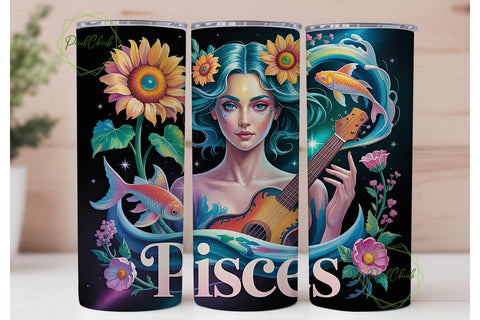 Pisces Zodiac Sign 20oz Tumbler Wrap Sublimation PixelChick 