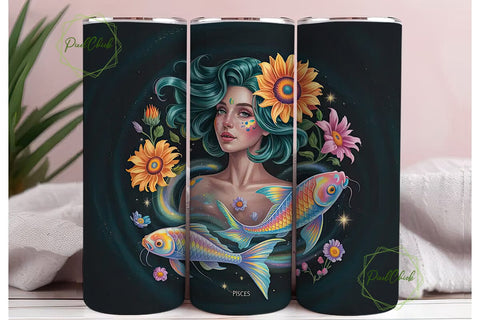 Pisces Zodiac Sign 20oz Tumbler Wrap Sublimation PixelChick 