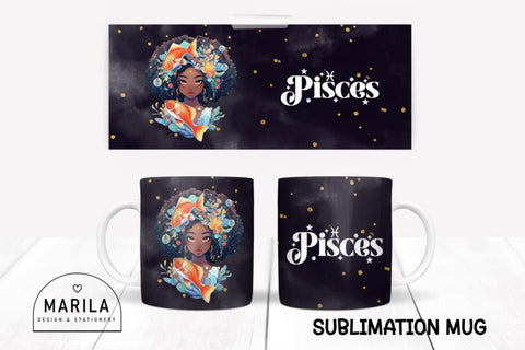 Pisces Zodiac Sign Mug Sublimation, design Coffee Mug Sublimation Marilakits 