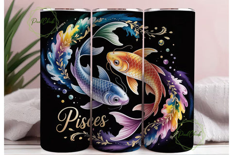 Pisces Zodiac Tumbler Wrap Sublimation PixelChick 