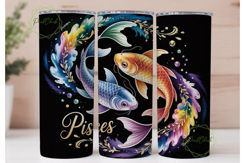 Pisces Zodiac Tumbler Wrap Sublimation PixelChick 