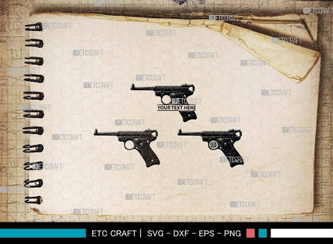 Pistol SVG, Pistol Silhouette, Gun Svg, Handgun Svg, Revolver Svg, Weapon Svg, Gun Silhouette, Pistol Bundle, SVG ETC Craft 