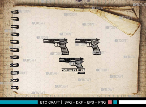 Pistol SVG, Pistol Silhouette, Gun Svg, Handgun Svg, Revolver Svg, Weapon Svg, Gun Silhouette, Pistol Bundle, SVG ETC Craft 