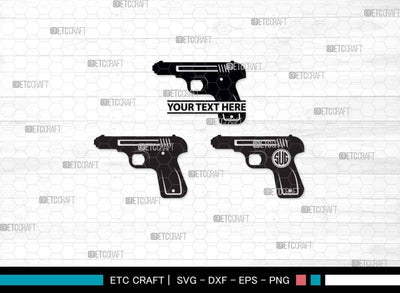 Pistol SVG, Pistol Silhouette, Gun Svg, Handgun Svg, Revolver Svg, Weapon Svg, Gun Silhouette, Pistol Bundle, SVG ETC Craft 