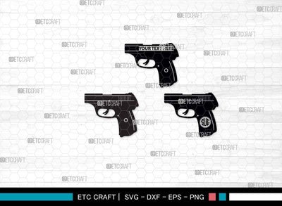 Pistol SVG, Pistol Silhouette, Gun Svg, Handgun Svg, Revolver Svg, Weapon Svg, Gun Silhouette, Pistol Bundle, SVG ETC Craft 