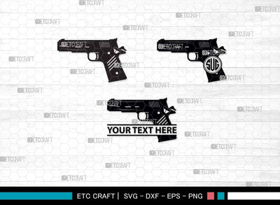 Pistol SVG, Pistol Silhouette, Gun Svg, Handgun Svg, Revolver Svg, Weapon Svg, Gun Silhouette, Pistol Bundle, SVG ETC Craft 