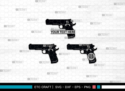 Pistol SVG, Pistol Silhouette, Gun Svg, Handgun Svg, Revolver Svg, Weapon Svg, Gun Silhouette, Pistol Bundle, SVG ETC Craft 