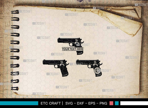 Pistol SVG, Pistol Silhouette, Gun Svg, Handgun Svg, Revolver Svg, Weapon Svg, Gun Silhouette, Pistol Bundle, SVG ETC Craft 