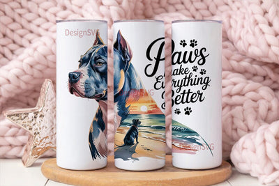 Pit Bull Beach Sunset 20oz Tumbler Wrap Sublimation DesignSVG 