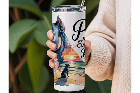 Pit Bull Beach Sunset 20oz Tumbler Wrap Sublimation DesignSVG 