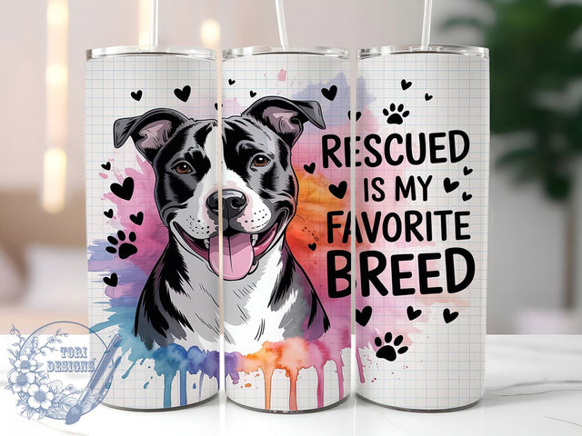 Pit Bull Rescue Dog Tumbler Wrap, Dog Adoption Gift, Bully Breed Love, Pet Rescue Quote, Sublimation Template, 20oz Tumbler Wrap, Dog Rescue Support Sublimation ToriDesigns 