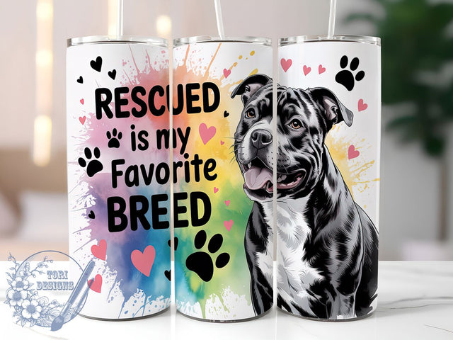 Pit Bull Rescue Dog Tumbler Wrap, Dog Adoption Gift, Bully Breed Love, Pet Rescue Quote, Sublimation Template, 20oz Tumbler Wrap, Dog Rescue Support Sublimation ToriDesigns 