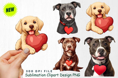 Pit Bull Terrier with Heart-Shaped Gift Tag Clipart Sublimation Regulrcrative 