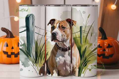 Pit Bull Watercolor 20oz Tumbler Wrap Sublimation PixelChick 