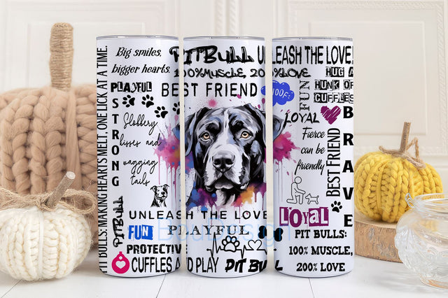 Pitbull 20oz Skinny Tumbler Design Template Straight PNG File Download Pitbull Tumbler Png, Pitbull, dog Tumbler Sublimation BouDesign 