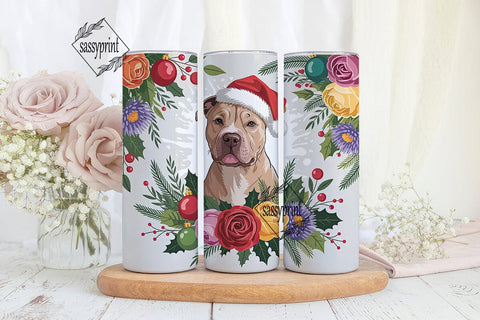 Pitbull Christmas 20oz Tumbler Wrap Sublimation sassyprint 