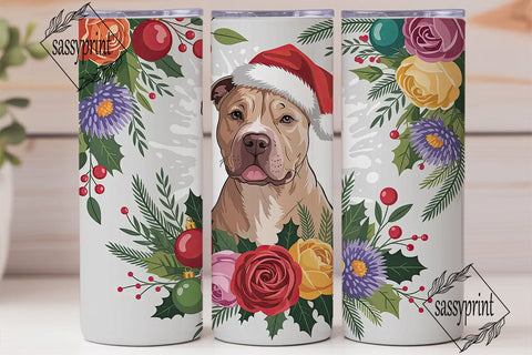 Pitbull Christmas 20oz Tumbler Wrap Sublimation sassyprint 