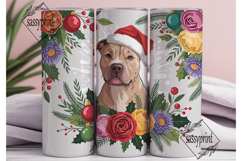 Pitbull Christmas 20oz Tumbler Wrap Sublimation sassyprint 