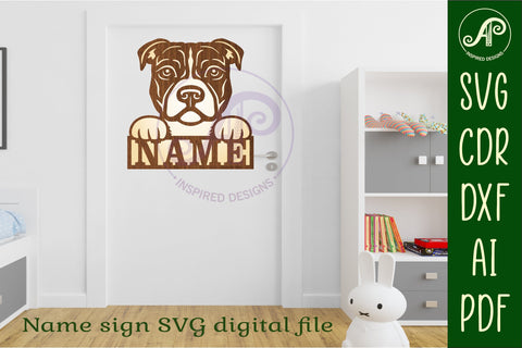 Pitbull dog name sign svg laser cut file SVG APInspireddesigns 
