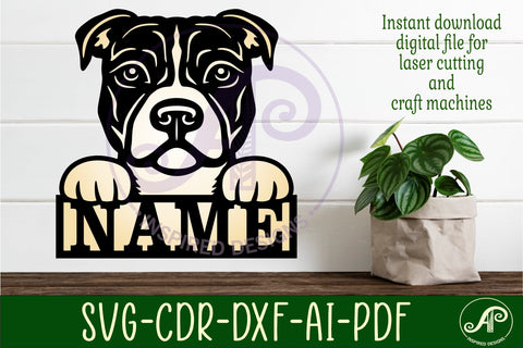 Pitbull dog name sign svg laser cut file SVG APInspireddesigns 