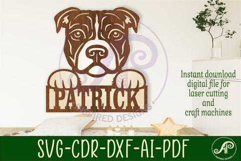 Pitbull dog name sign svg laser cut file SVG APInspireddesigns 