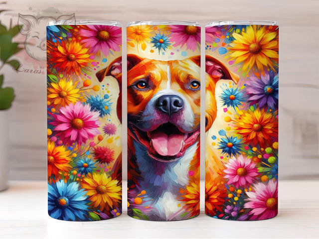 Pitbull Mom Dog Lover Tumbler Wrap, Dog Lover Gift, Pet Portrait Wrap, American Bully Cup, Dog Breed Drinkware, Pitbull Mom Design, Animal Sublimation Template Sublimation Lara' s Designs 
