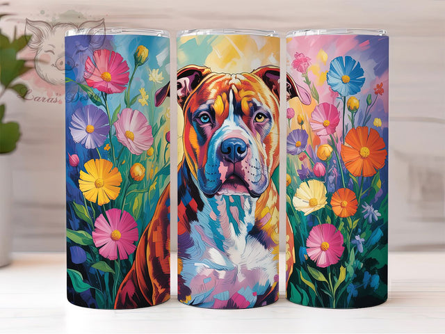 Pitbull Mom Dog Lover Tumbler Wrap, Dog Lover Gift, Pet Portrait Wrap, American Bully Cup, Dog Breed Drinkware, Pitbull Mom Design, Animal Sublimation Template Sublimation Lara' s Designs 