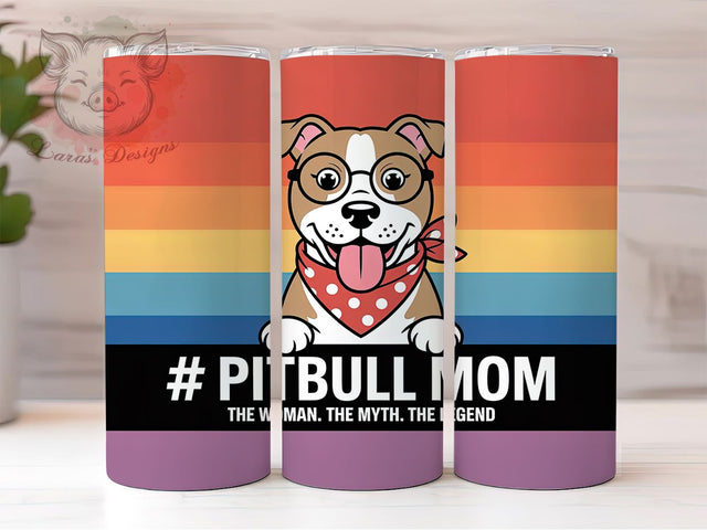 Pitbull Mom Strong 20oz Tumbler, Pitbull Mom, Dog Lover, Strong Woman, Tumbler Wrap, Sublimation Design, 20oz Tumbler Sublimation Lara' s Designs 