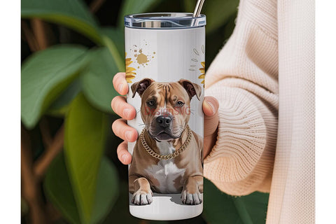 Pitbull & Sunflowers Tumbler Wrap Sublimation DesignSVG 