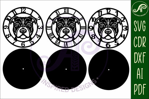 Pitbull wall clock laser cut files, SVG file. SVG APInspireddesigns 