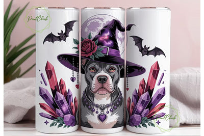 Pitbull Witch Halloween 20oz Tumbler Sublimation PixelChick 