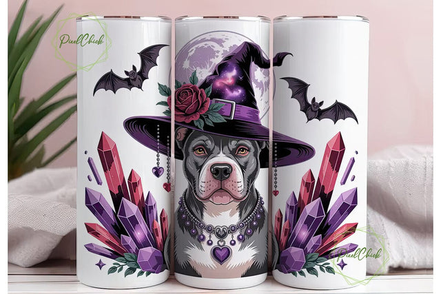 Pitbull Witch Halloween 20oz Tumbler Sublimation PixelChick 