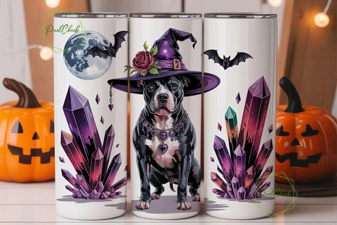 Pitbull Witch Halloween 20oz Tumbler Sublimation PixelChick 
