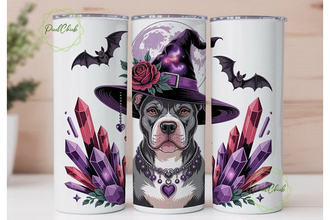 Pitbull Witch Halloween 20oz Tumbler Sublimation PixelChick 