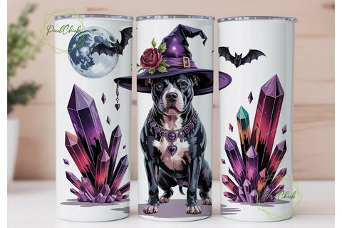 Pitbull Witch Halloween 20oz Tumbler Sublimation PixelChick 